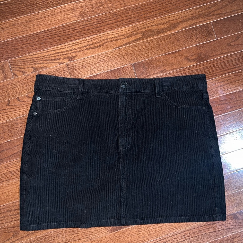 Black Corduroy Mini Skirt